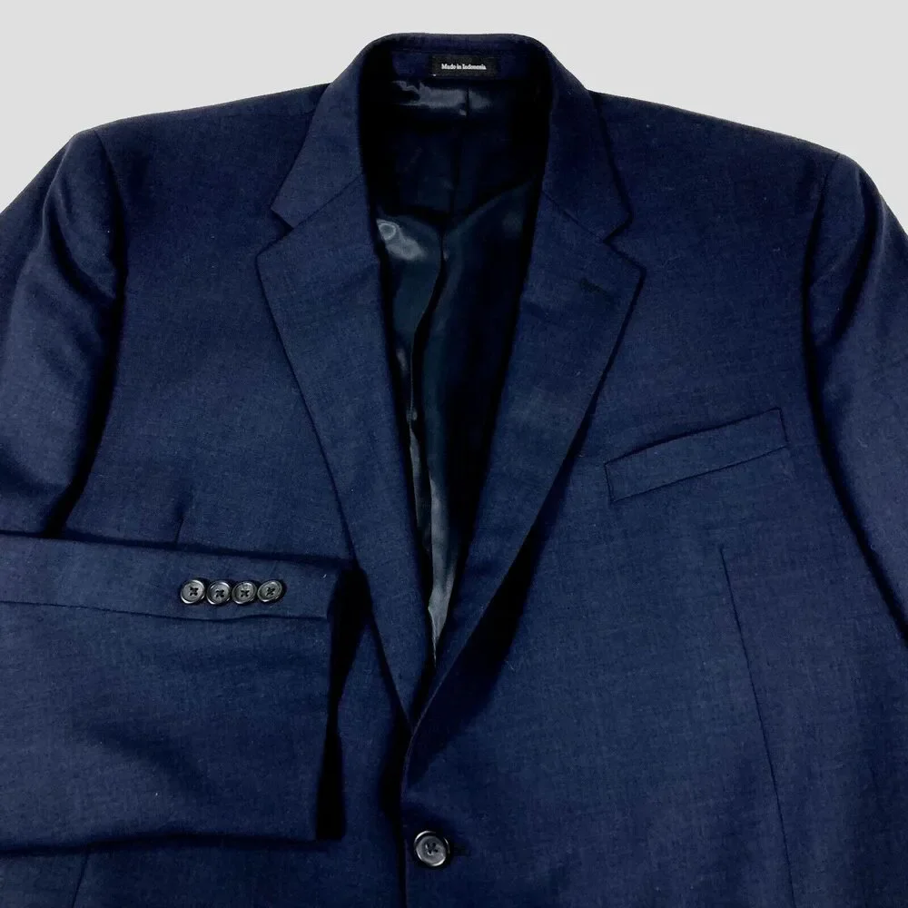Pronto Uomo Platinum Blazer Wool Navy Blue 48 50 L Executive Fit 2 Vent Preppy